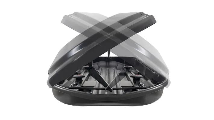 Schematische Darstellung der Möglichkeit eine CUPRA Dachbox von beiden Seiten zu öffnen